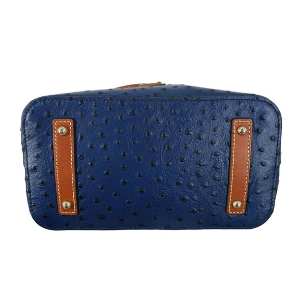 Dooney & Bourke Blue Ostrich Leather Celeste Satchel Shoulder Bag Brown Purse - Picture 8 of 11
